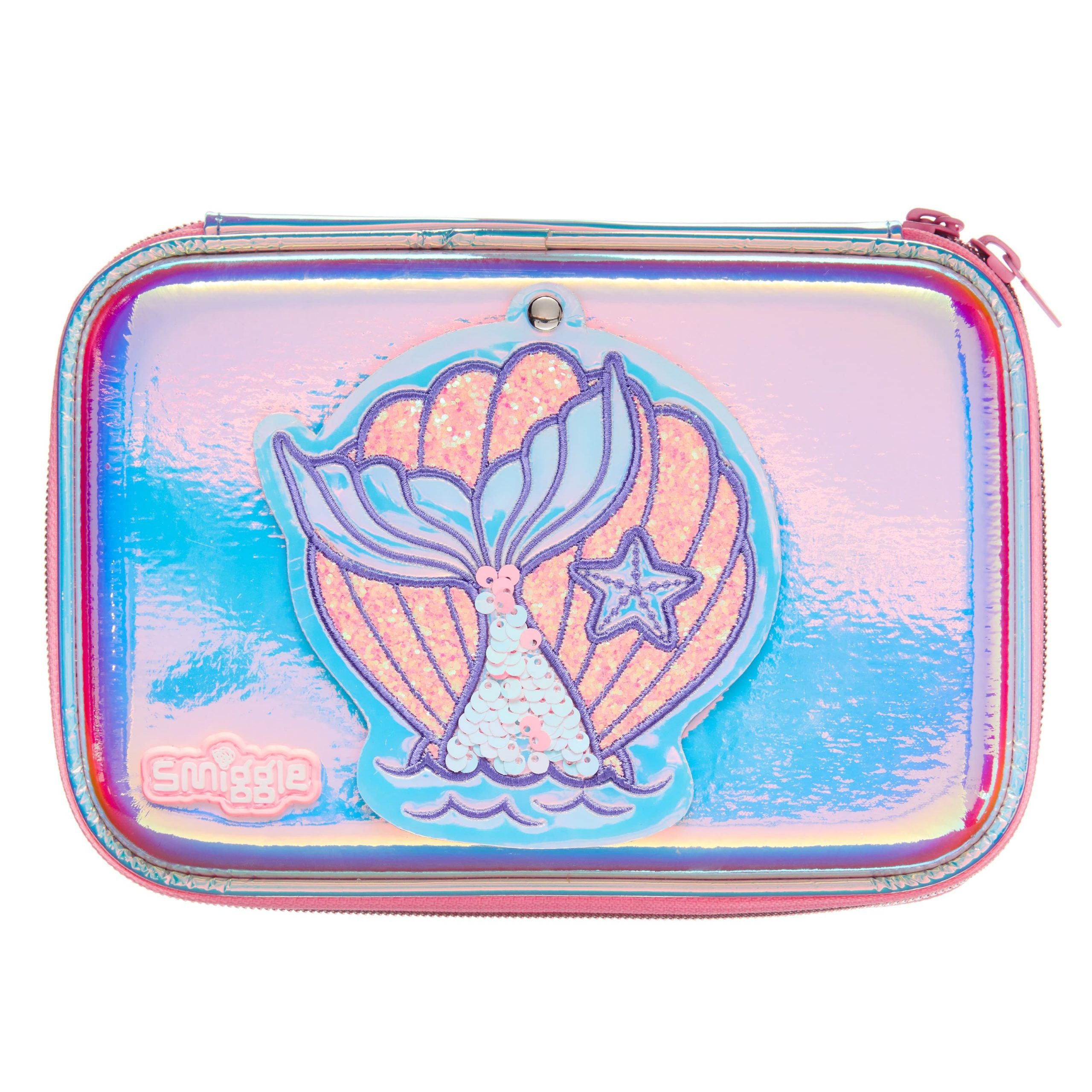 Smiggle - 3D Kabartmalı Hardtop Glitz Mirror Kalem Kutusu-Dinossi