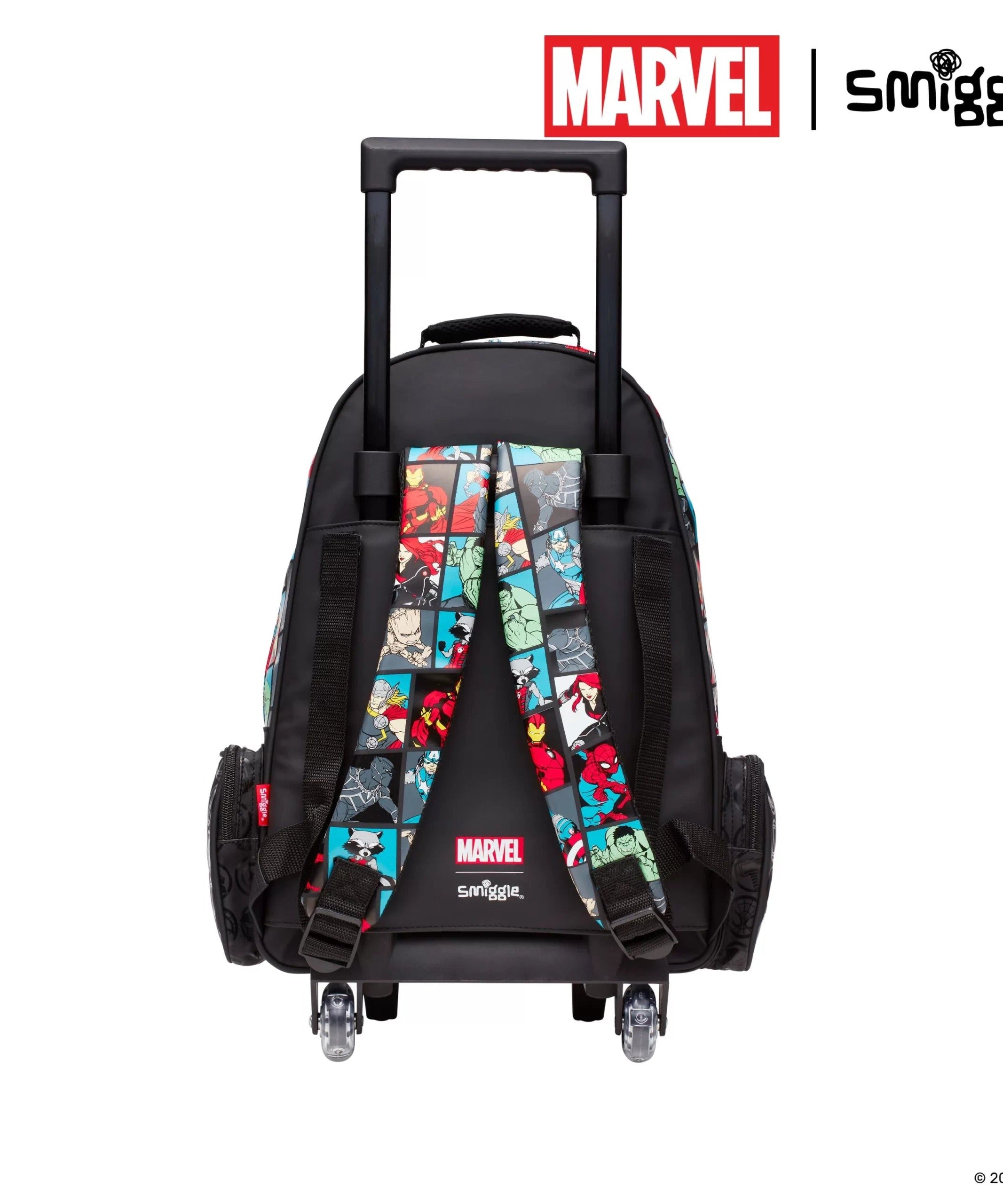Smiggle - Marvel Çekçekli Işıklı Tekerlekli Çanta-Dinossi