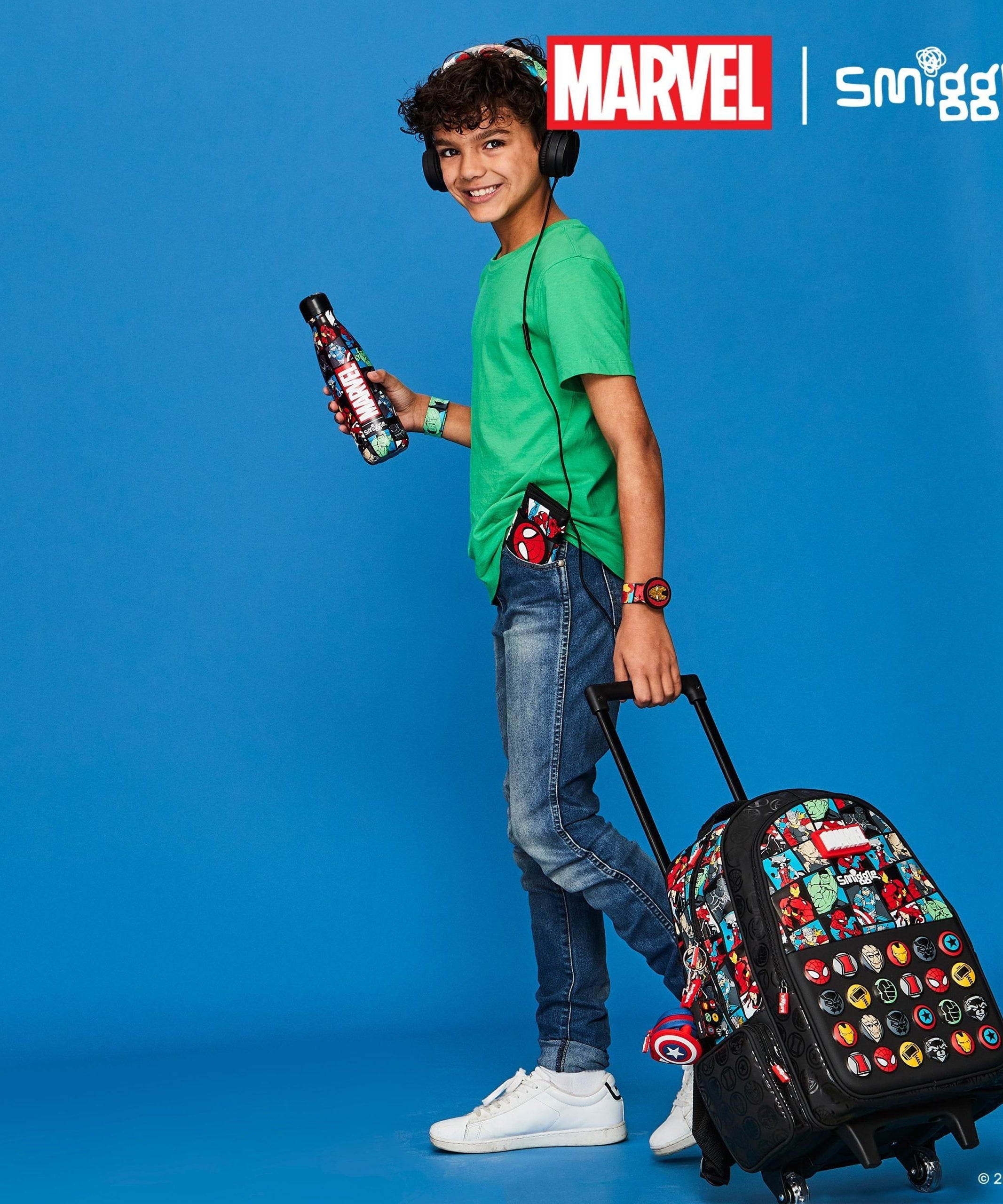 Smiggle - Marvel Çekçekli Işıklı Tekerlekli Çanta-Dinossi