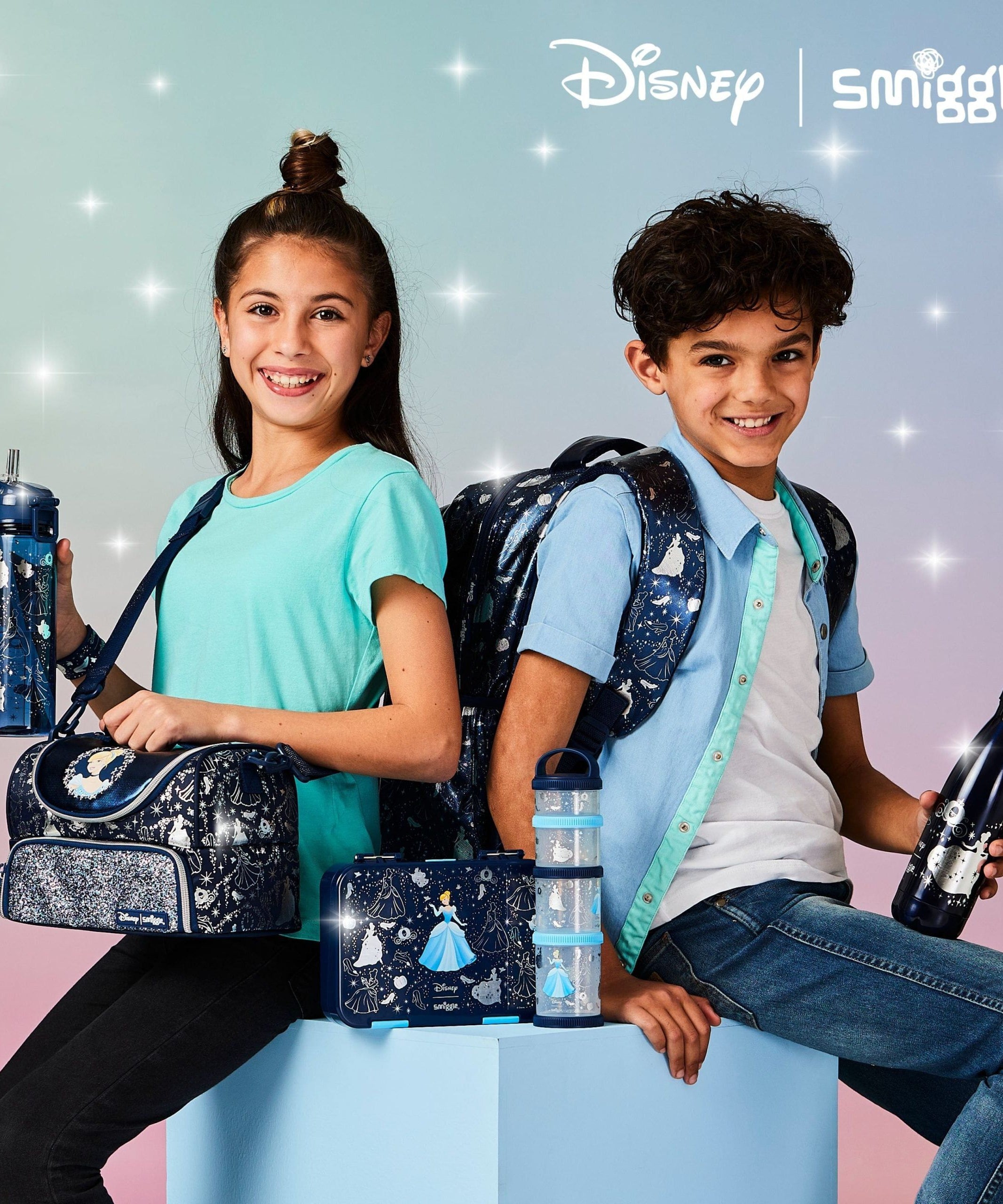 Smiggle - Disney Princess Sindirella Askılı Çift Katlı Beslenme Çantası-Dinossi