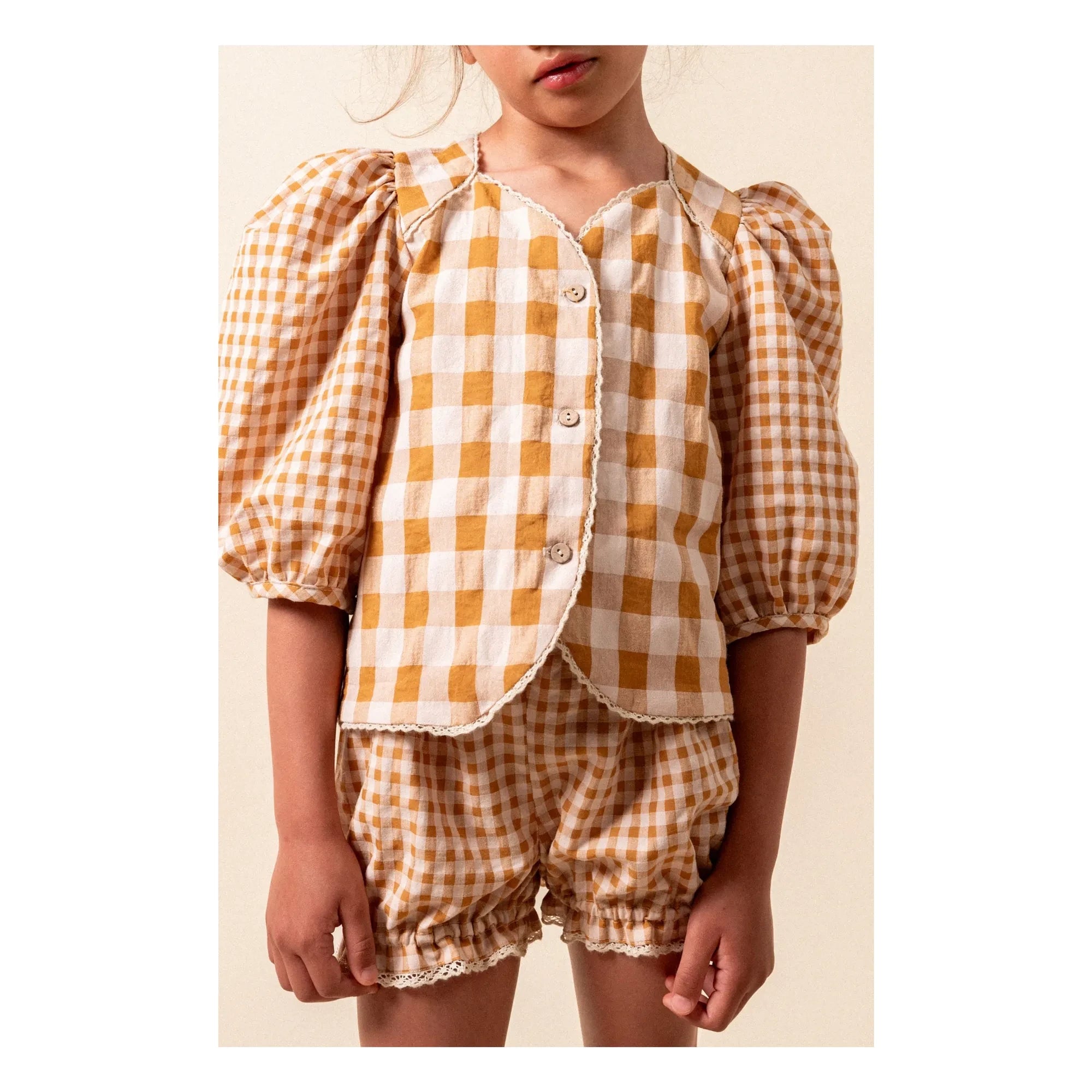 birinit - Vichy Bio-Baumwollbluse | Karamell