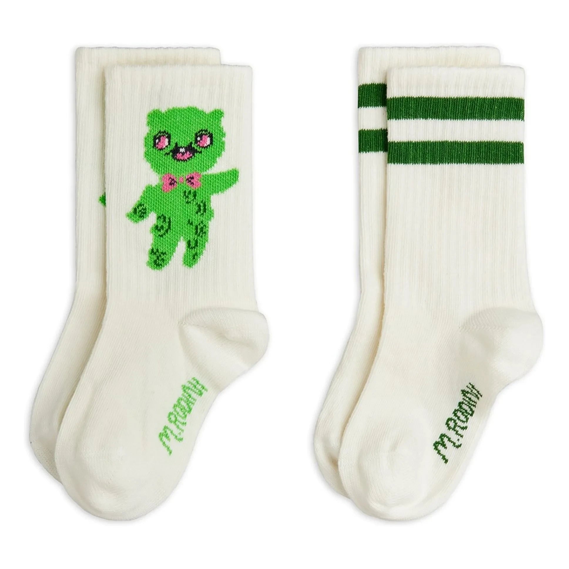 Mini Rodini - 2er Set Aliens Socken aus Bio-Baumwolle | Ecru