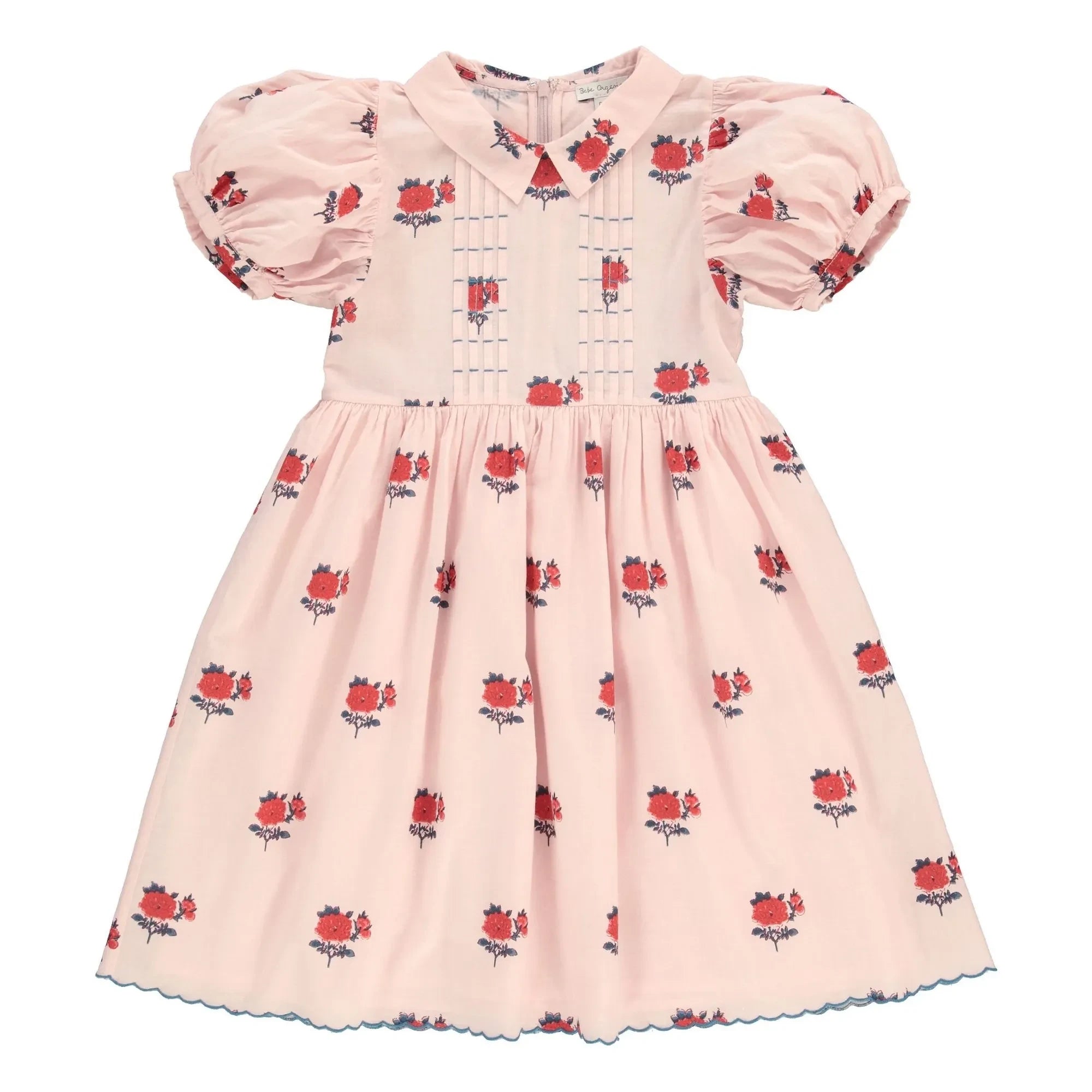 Bebe Organic - April Fleurs Kleid mit gepunkteten Ärmeln | Blassrosa