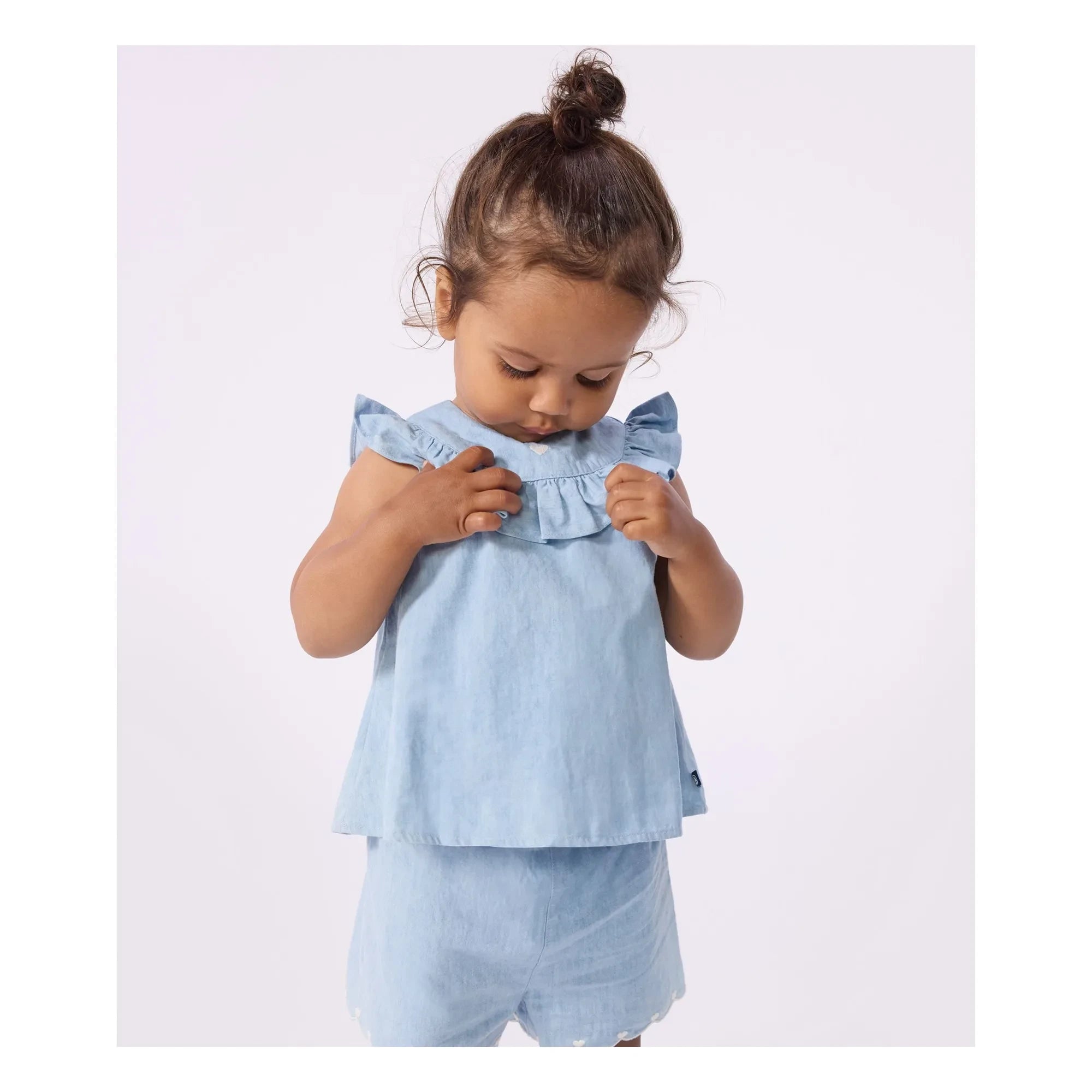 Petit Bateau - Hellblaues Denimkragen Chambray