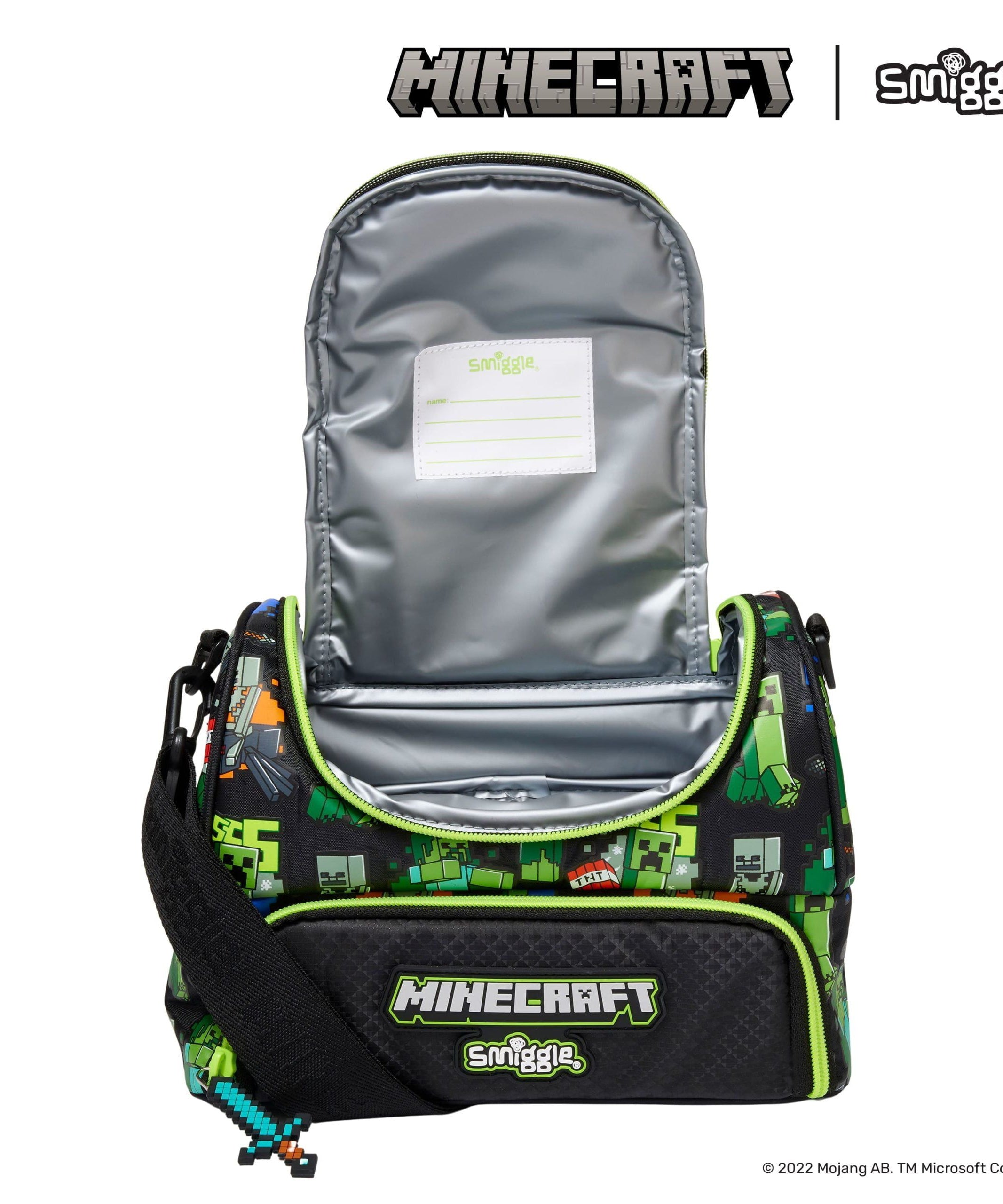 Smiggle - Minecraft Çift Katlı Askılı Beslenme Çantası-Dinossi