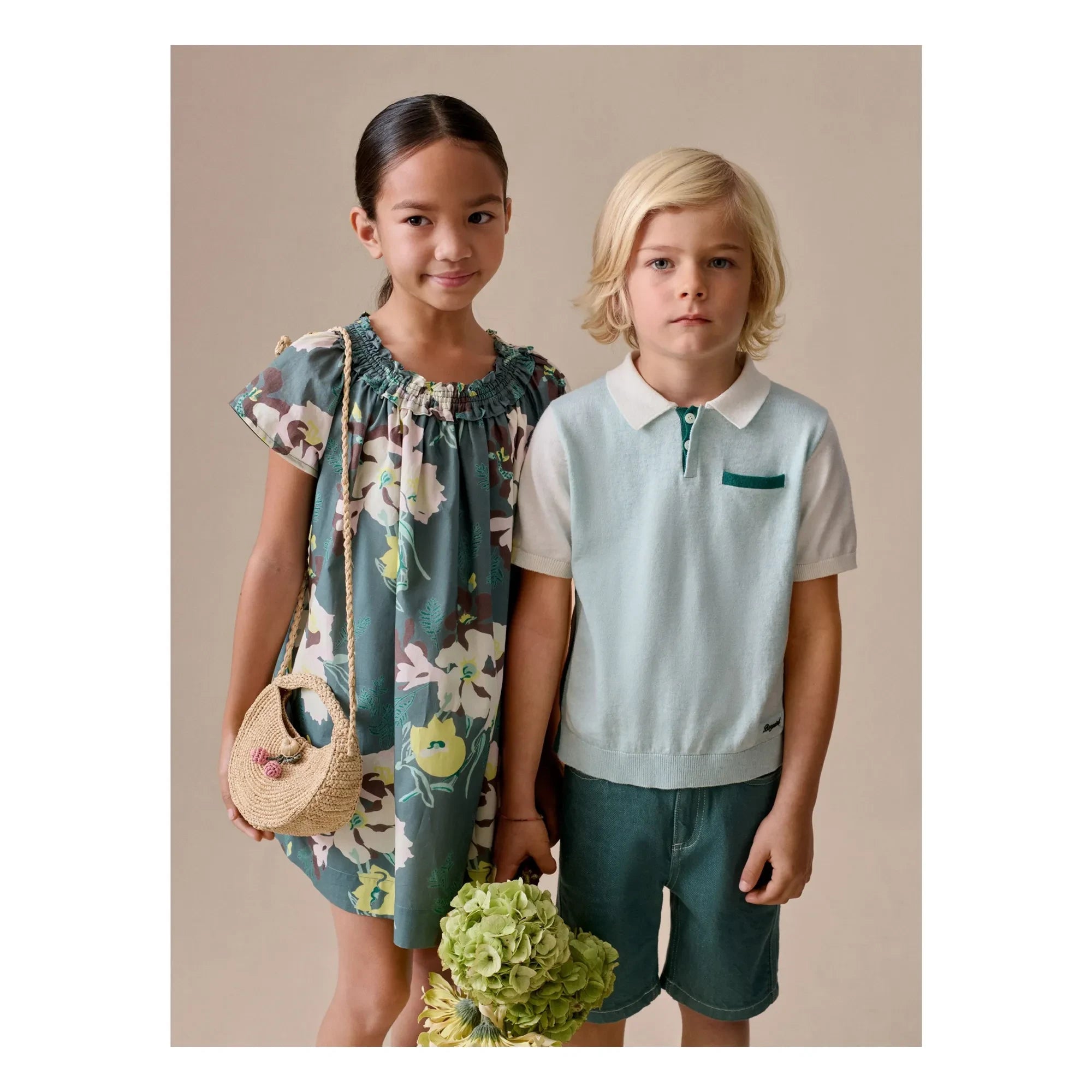 Bonpoint - Goldie Kleid aus Bio-Baumwolle mit Blumenmuster | Dunkelgrün