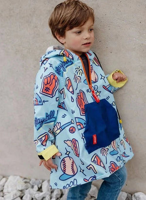Hello Hossy - Regenponcho für Baseballspiele | Blau