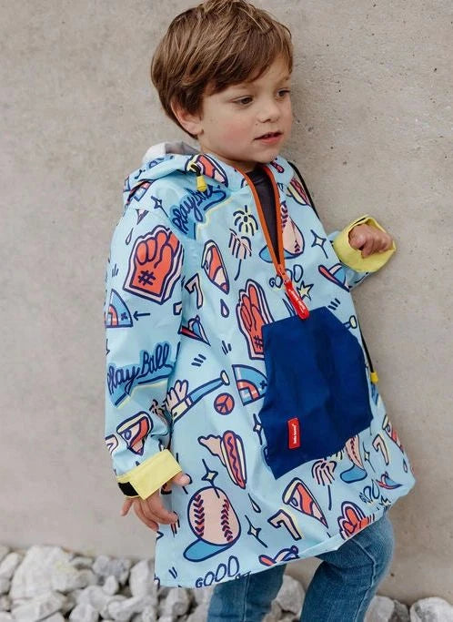 Hello Hossy - Regenponcho für Baseballspiele | Blau