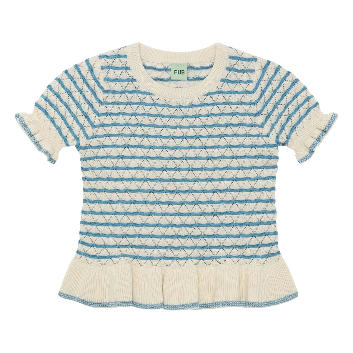 FUB - Pointelle T-Shirt aus Bio-Baumwolle | Azurblau
