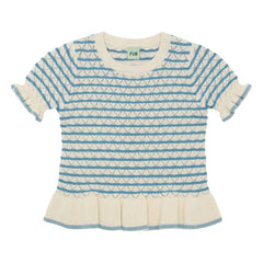 FUB - Pointelle T-Shirt aus Bio-Baumwolle | Azurblau