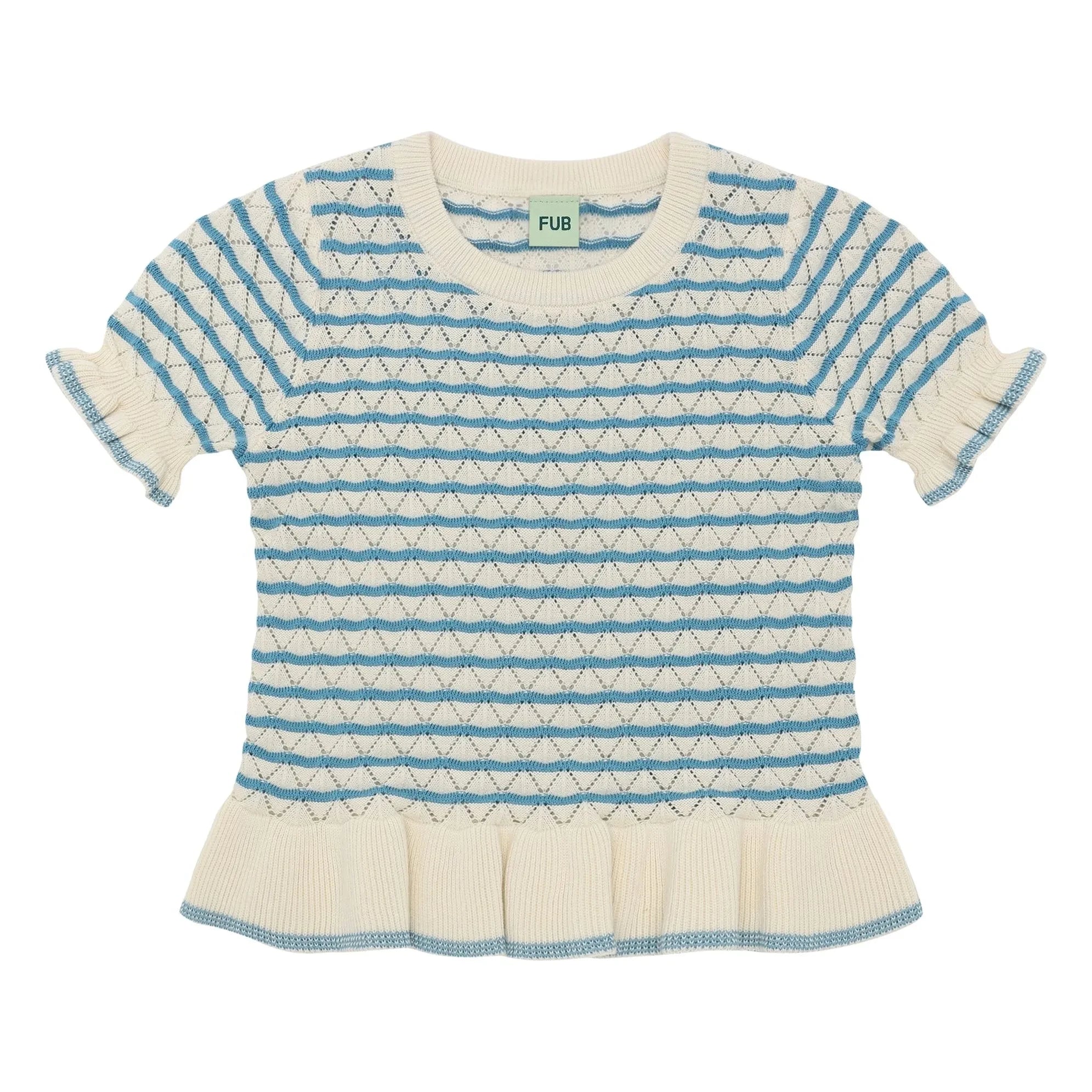 FUB - Pointelle T-Shirt aus Bio-Baumwolle | Azurblau