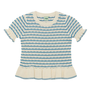 FUB - Pointelle T-Shirt aus Bio-Baumwolle | Azurblau
