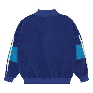 The Campamento - Sweatshirt mit Reißverschluss aus Frottee mit Farbblöcken | Marineblau