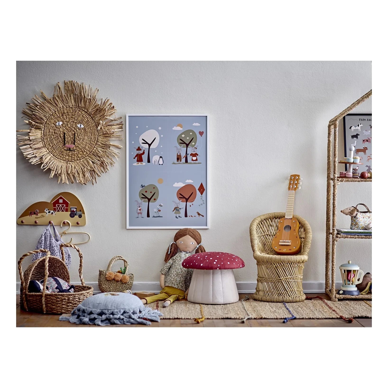 Bloomingville Mini - Lue Mantar Puf | Kırmızı