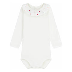 Petit Bateau - Bio-Baumwoll-Body mit Rüschenkragen | Weiß