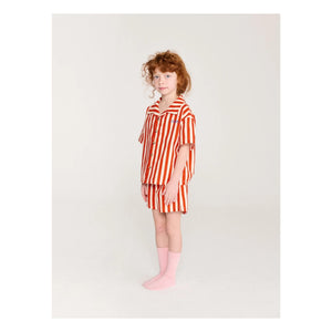 Bobo Choses - Gestreiftes Bio-Baumwoll Hemd und Shorts Set | Rot