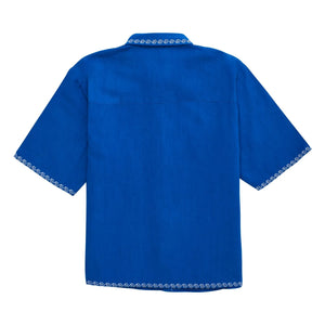 Maison Mangostan – Blau besticktes Voiles-Hemd