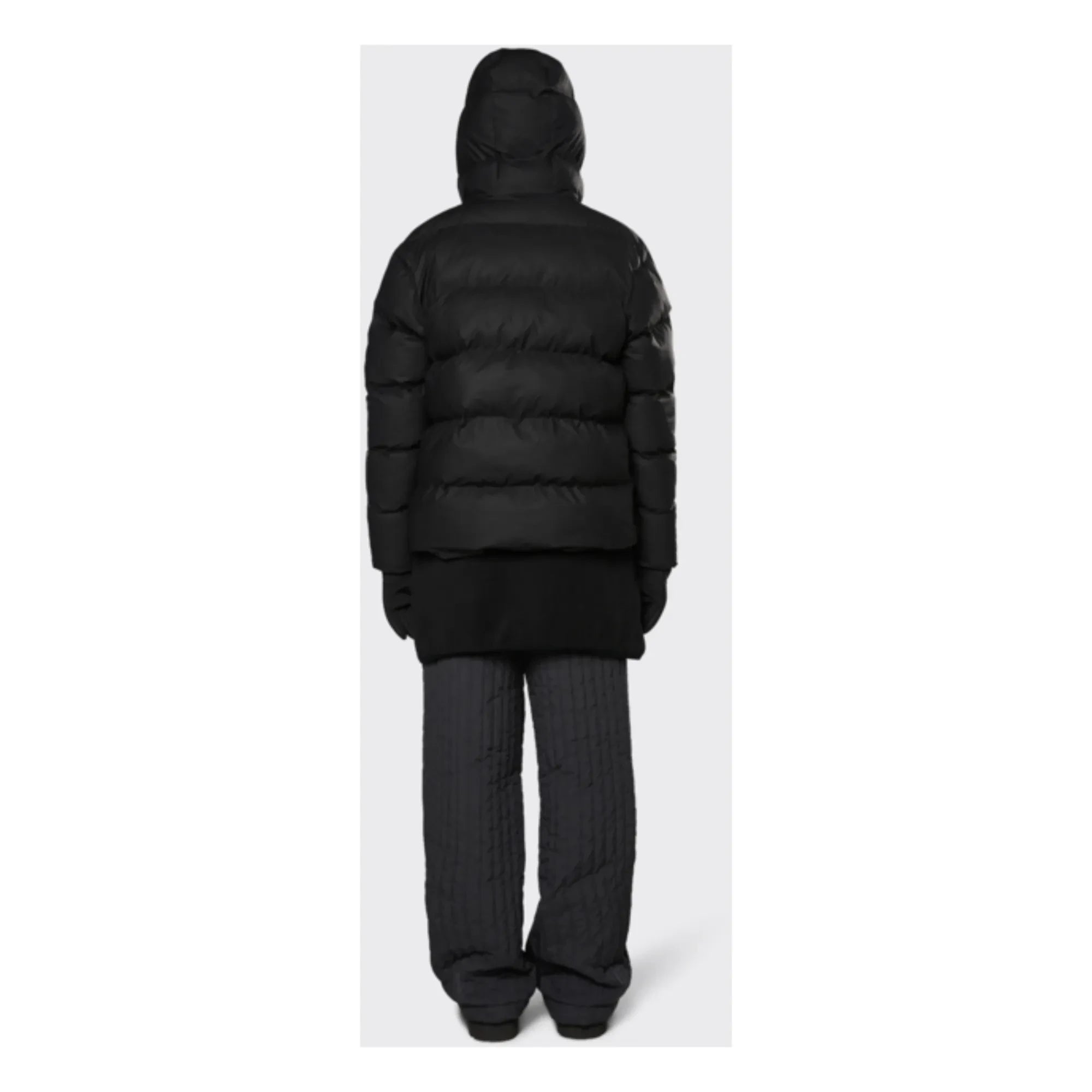 Rains - Kapuzen-Pufferjacke | Schwarz