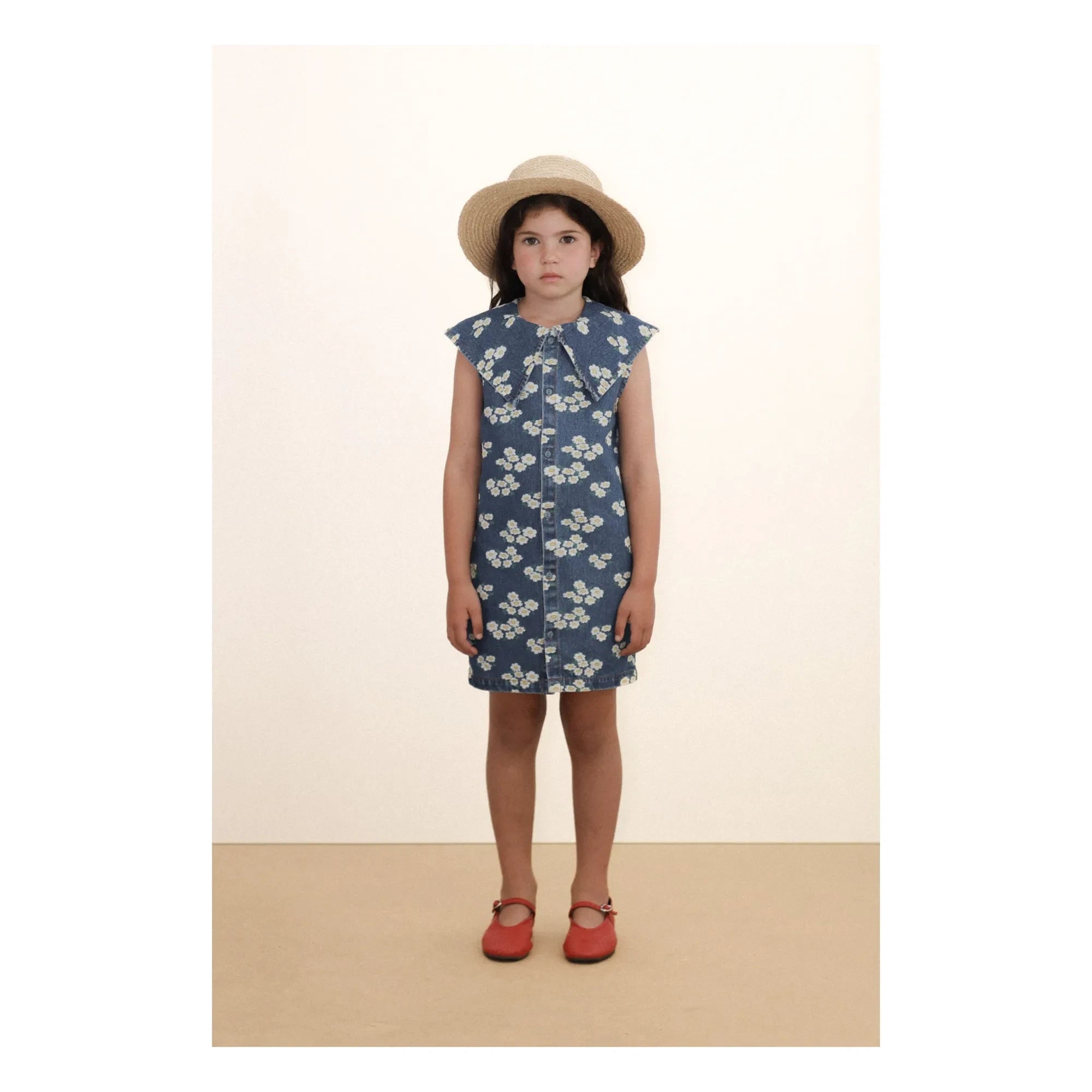 Tinycottons - Jeans-Oversize-Kleid mit Gänseblümchen-Kragen | Blau