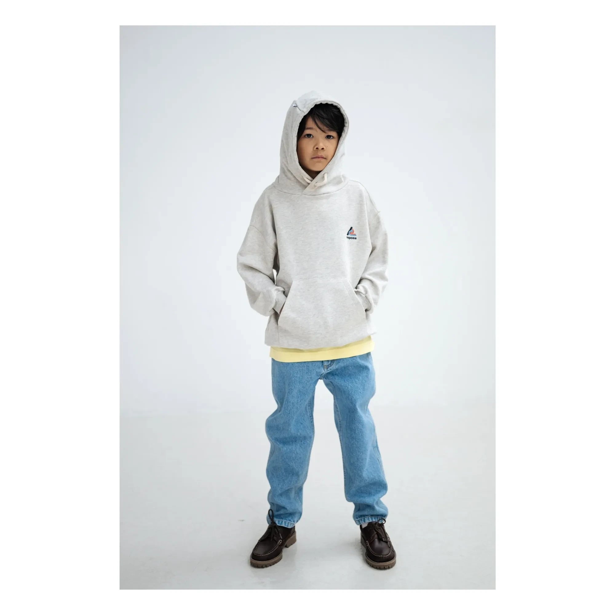 Repose AMS - Kapuzen-Sweatshirt aus Bio-Baumwolle mit Logo | Grau meliert