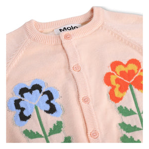 Molo - Gert Bio-Baumwoll-Strickjacke mit Blumenmuster | Hellrosa