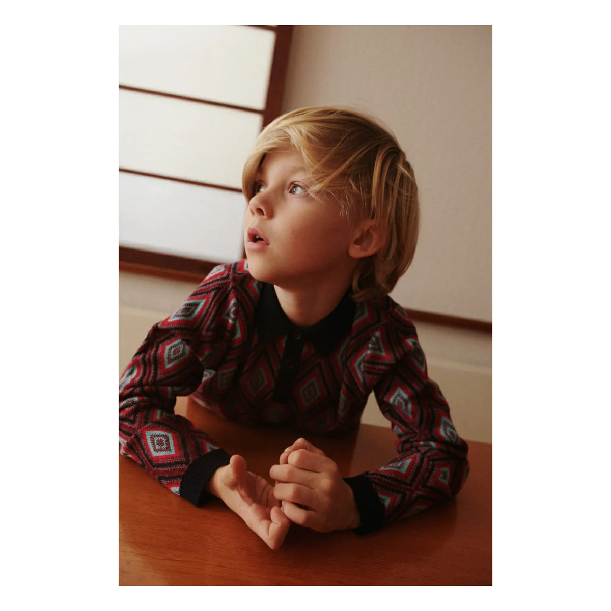 FUB - Harlequin Merino yün polo tişört | Lacivert