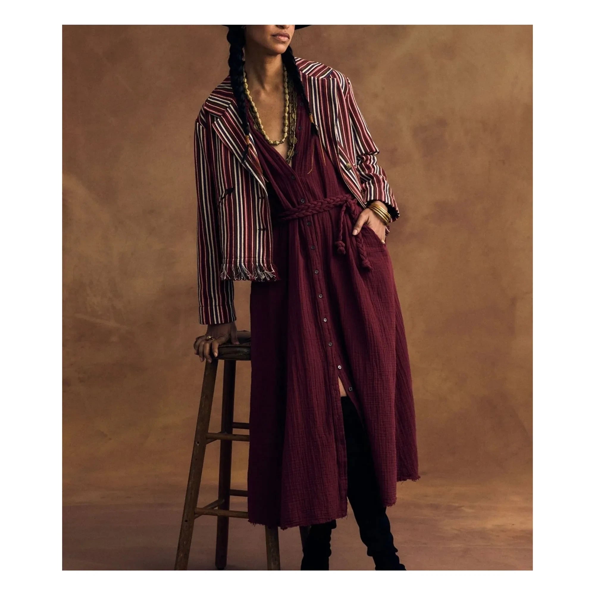 Xirena - Andrea Baumwoll-Gaze Kleid | Rot