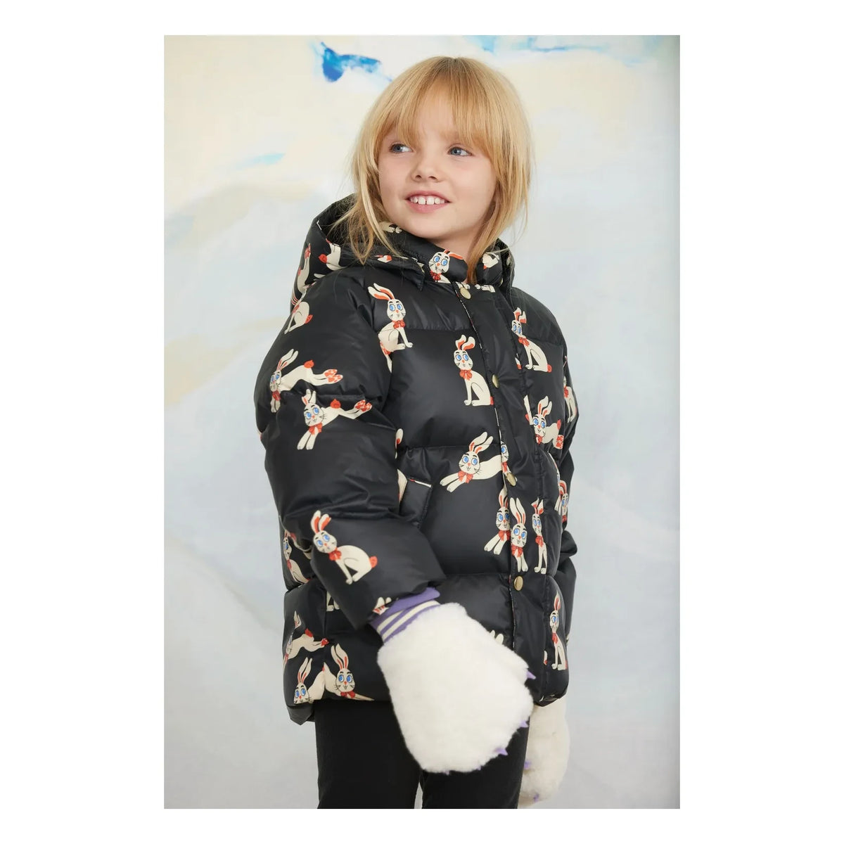 Mini Rodini - Lapins Geri Dönüştürülmüş Elyaf Dolgulu Mont | Siyah