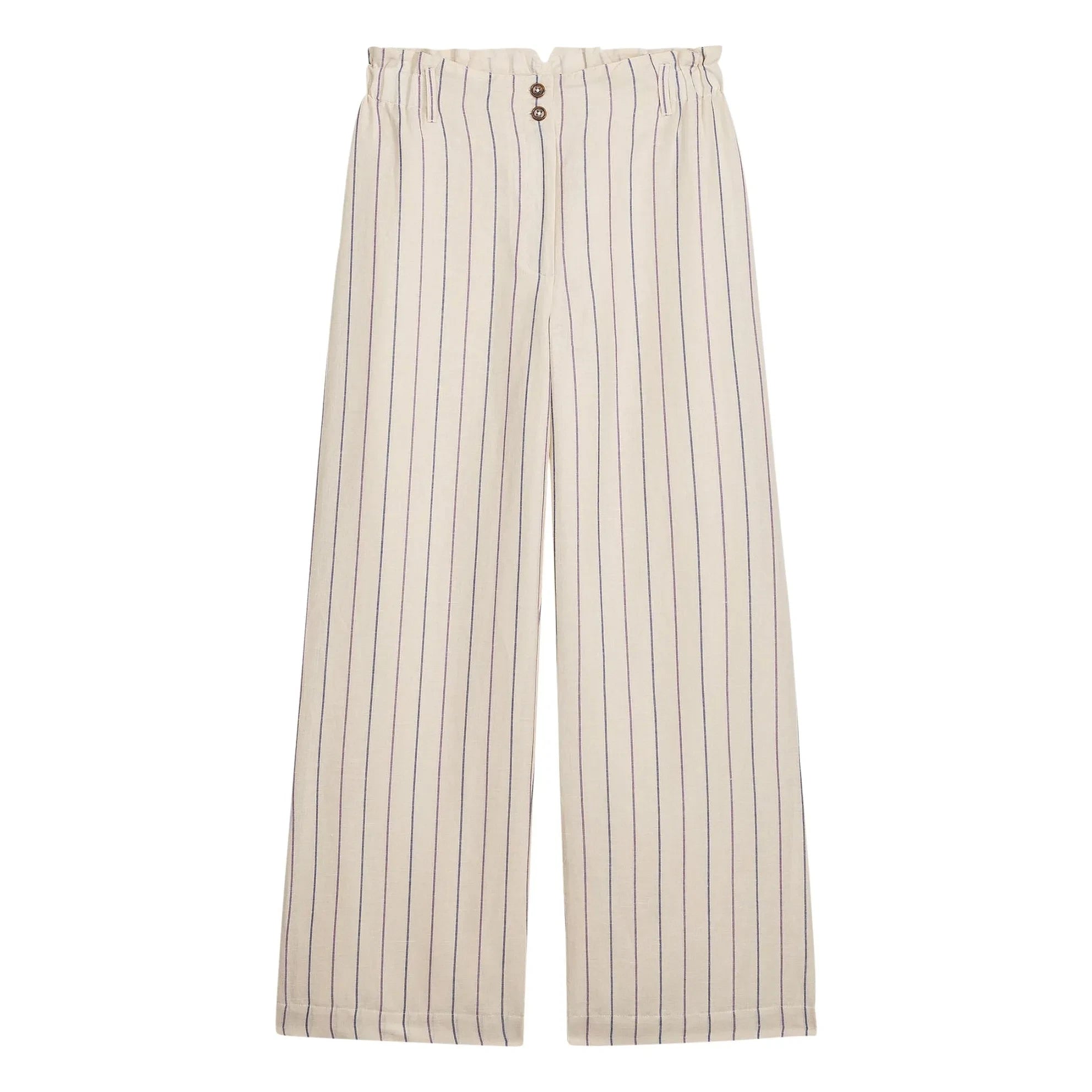 Louise Misha - Abuela Gestreifte Leinen- und Baumwollhose | Creme