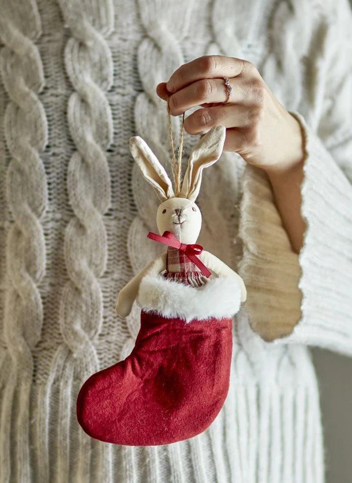 Bloomingville Mini - Roter Kaninchen Weihnachtsschmuck
