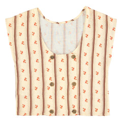Sisters Department - Blumenmuster ärmellose Bluse | Cremeweiß