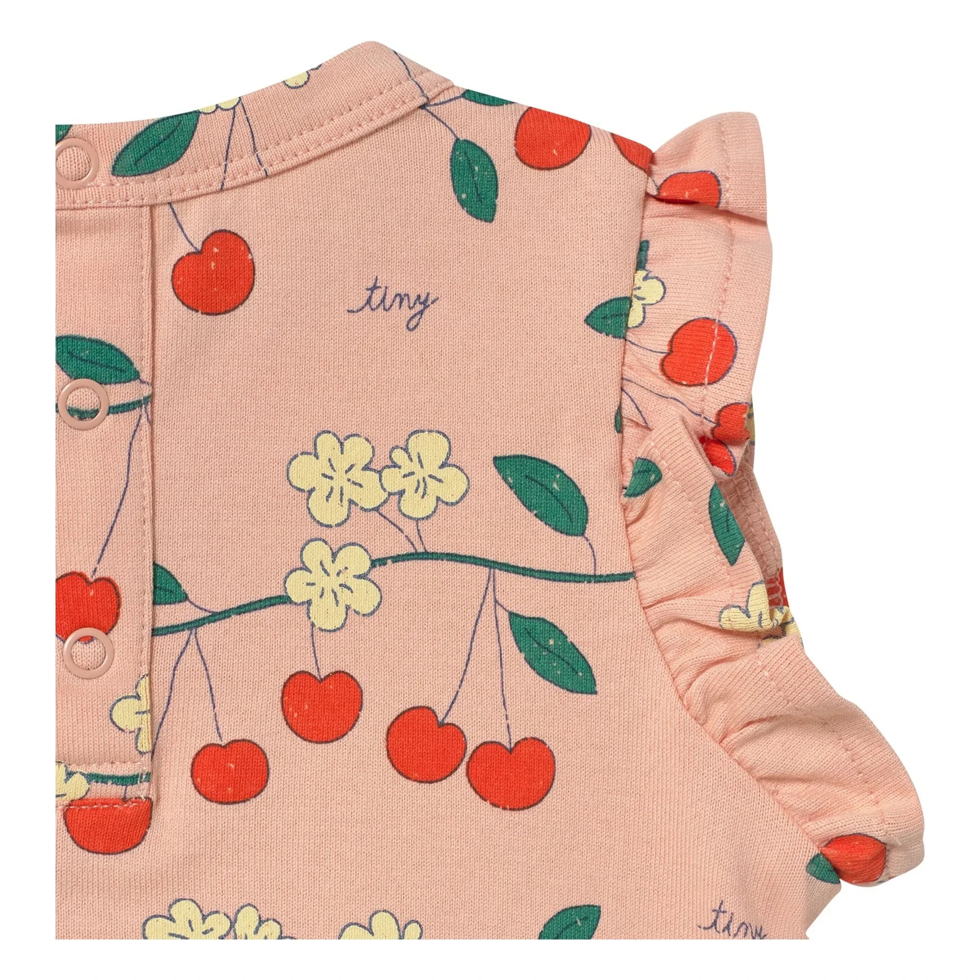 Tinycottons - Cherry T-Shirt mit Rüschen aus Bio-Baumwolle | Rosa
