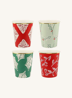 Meri Meri - Blockdruck Weihnachtsbecher - 8er Set