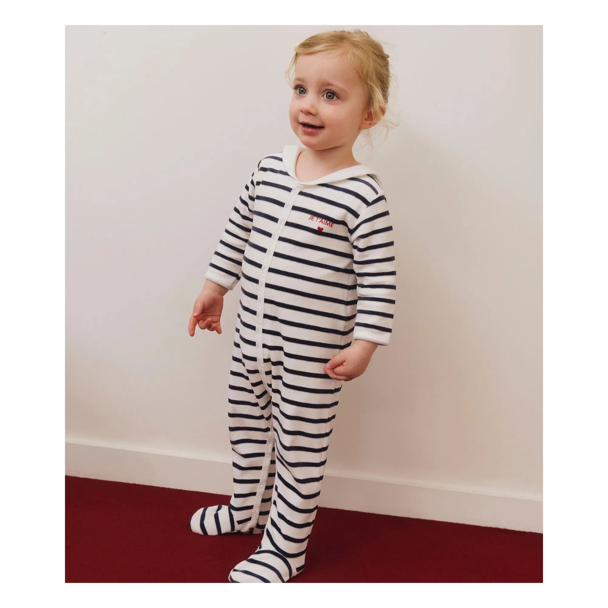 Petit Bateau - Pyjamas Dors Bien Marinière Organik Pamuk | Beyaz