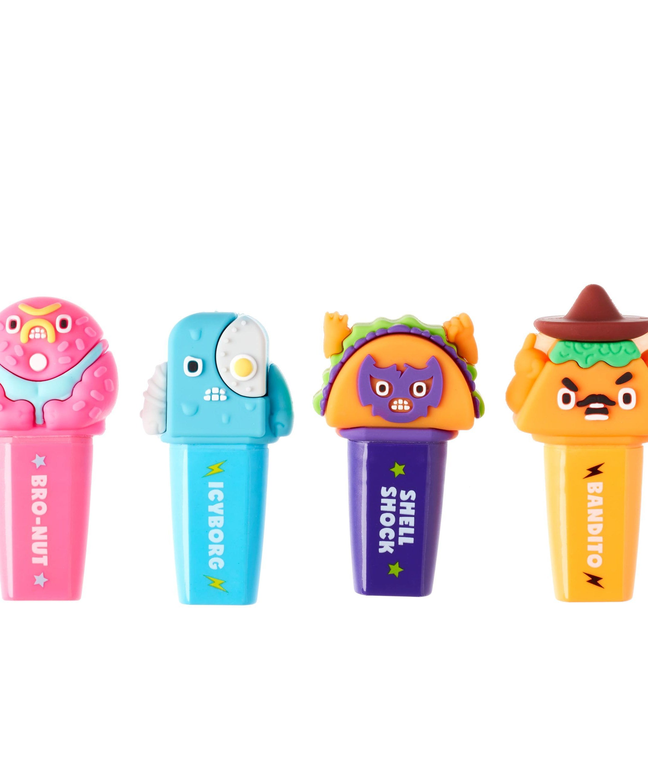 Smiggle - Smigglets Hangry Heroes Fosforlu Kalem Paketi X4-Dinossi