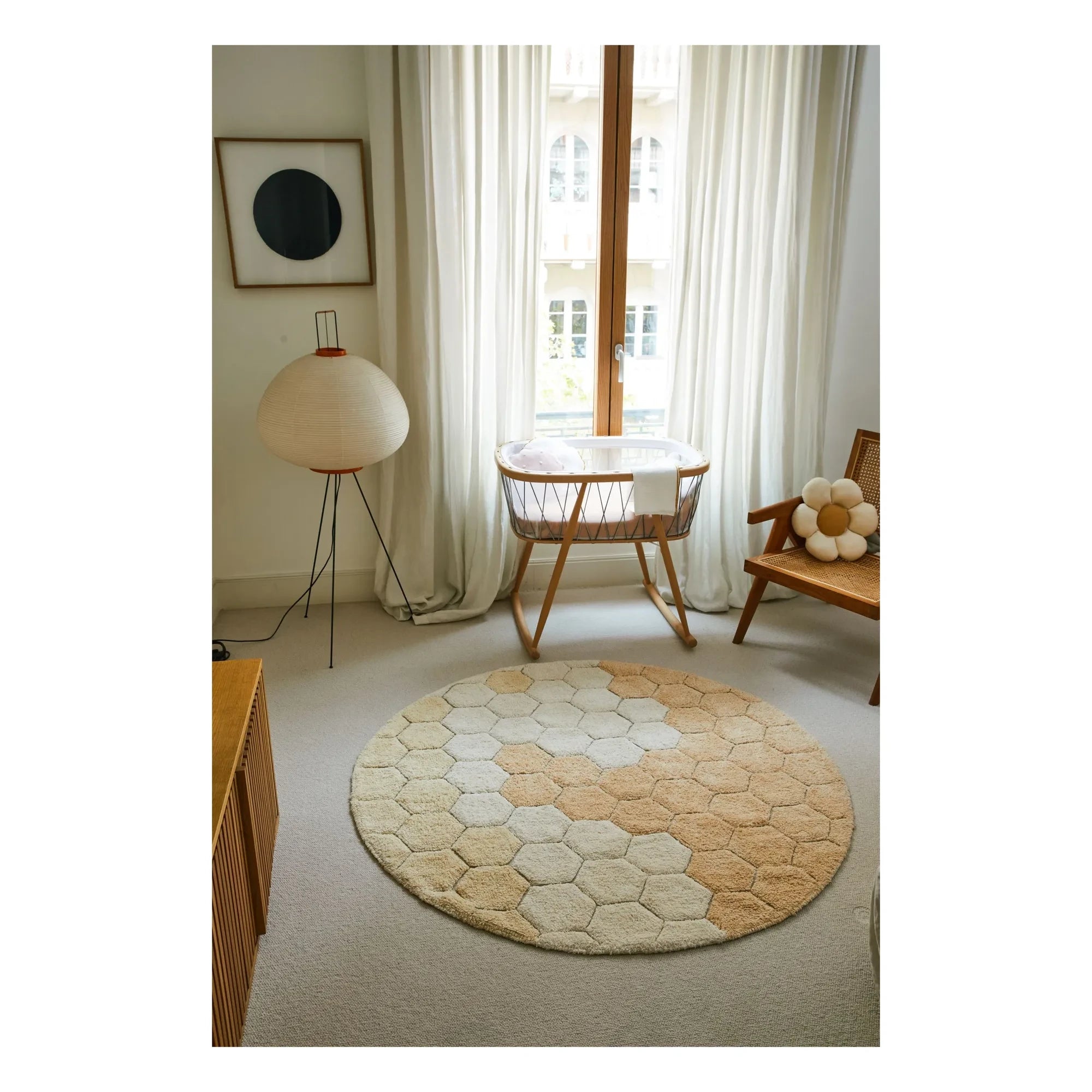 Lorena Canals - Teppich Honeycomb Rund | Goldener Sand