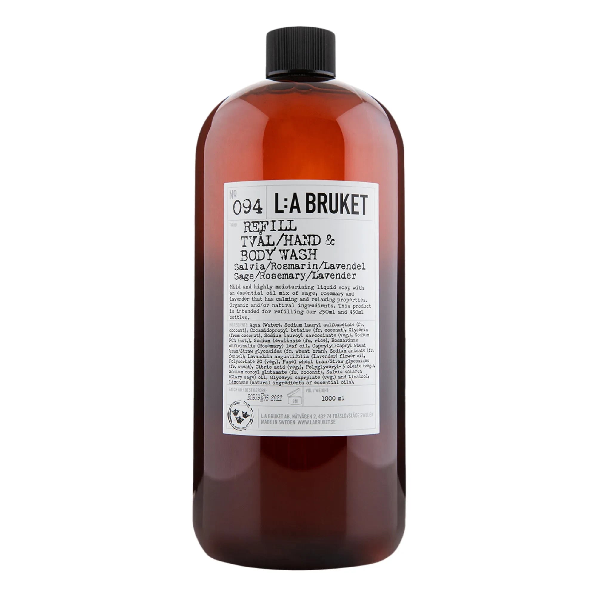 L:A BRUKET - 094 Nachfüllbare Hand- und Körperseife Salbei/Rosmarin/Lavendel 1000 ml