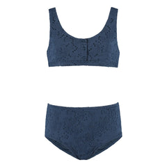 Beachlife - Recyceltes Faser-Badeanzug mit Knopfdetail | Nachtblau