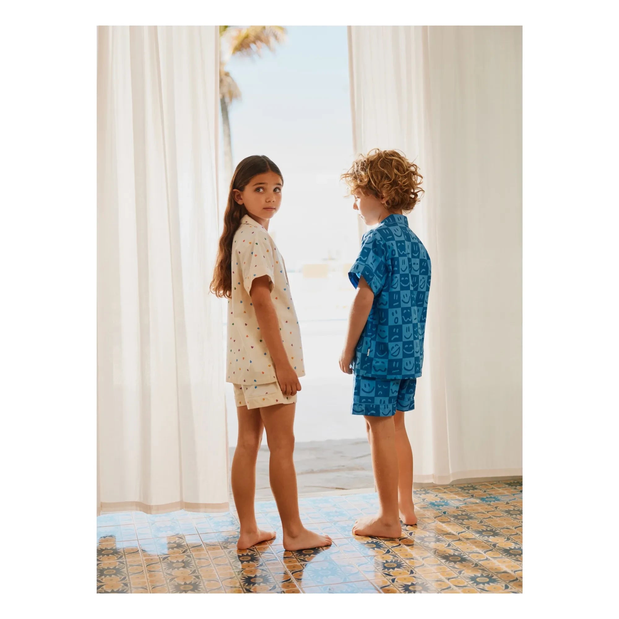 Molo - Lexi Hearts Bio-Baumwolle Kurzpyjama | Ecru