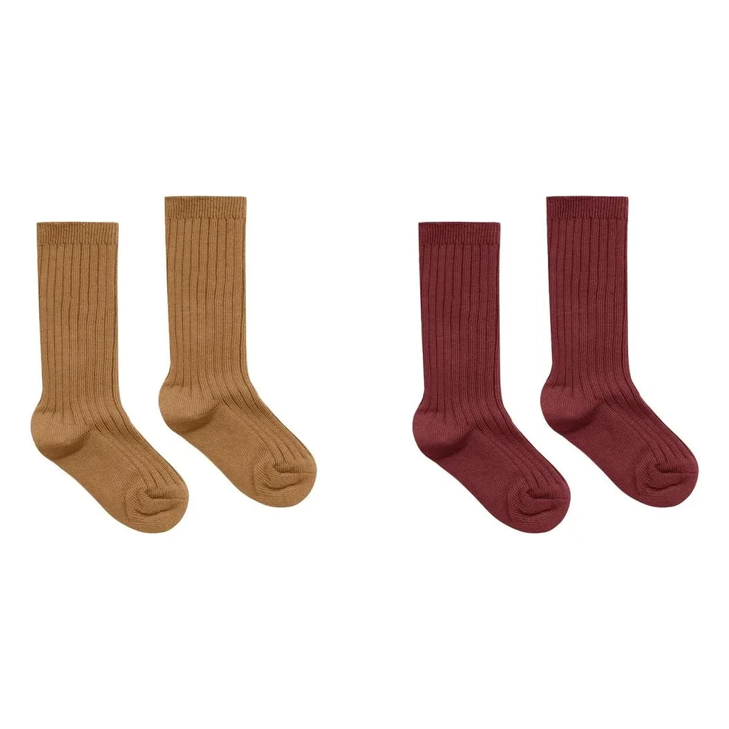 Rylee + Cru - Geripptes 2er-Socken-Set | Bordeaux