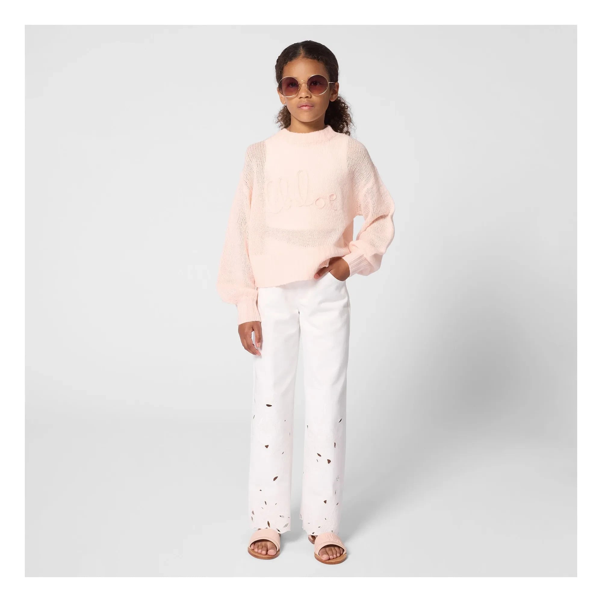 Chloé – Bestickte Hose aus Bio-Baumwolle | Weiß