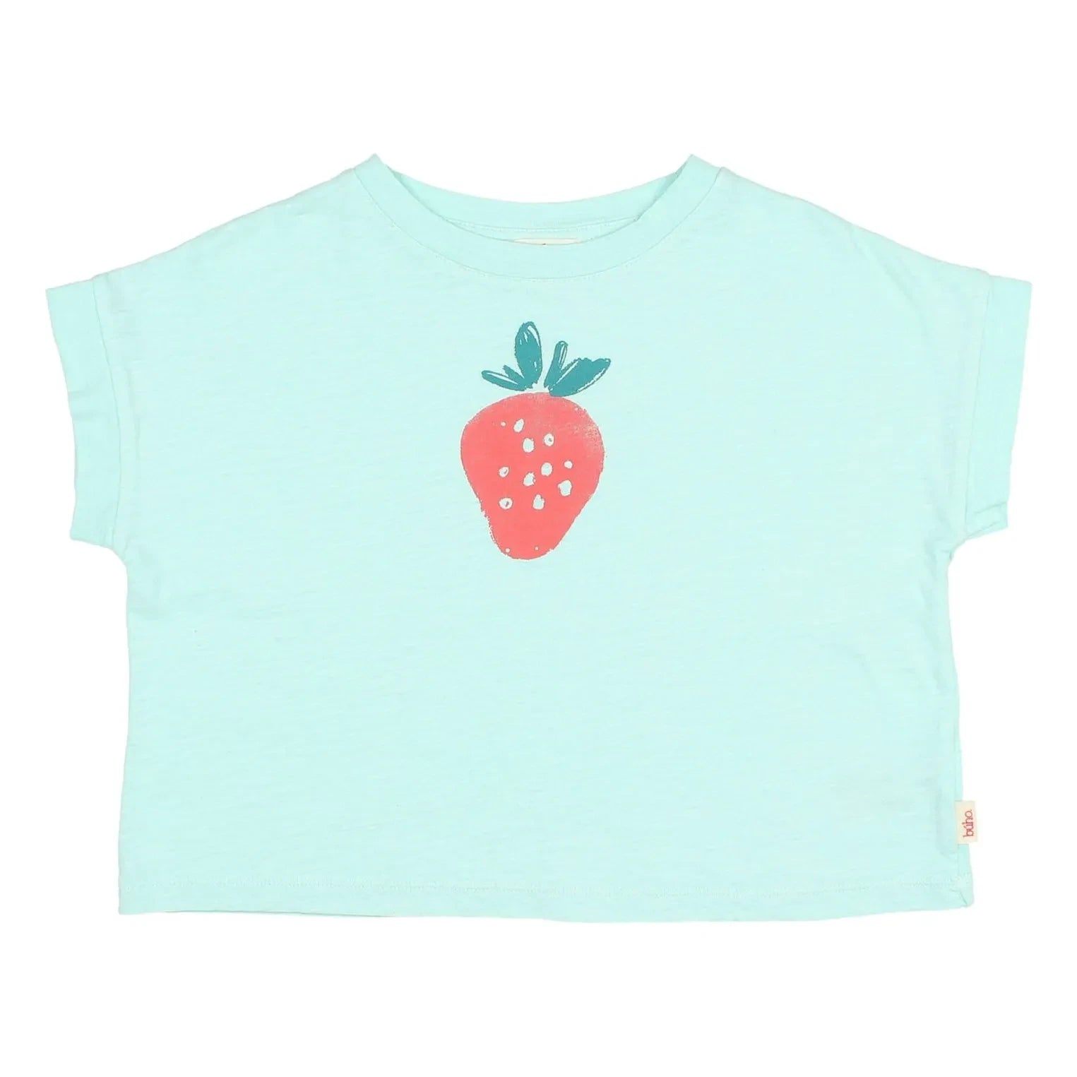 Búho - Bio-Baumwoll-T-Shirt mit Erdbeermuster | Aqua