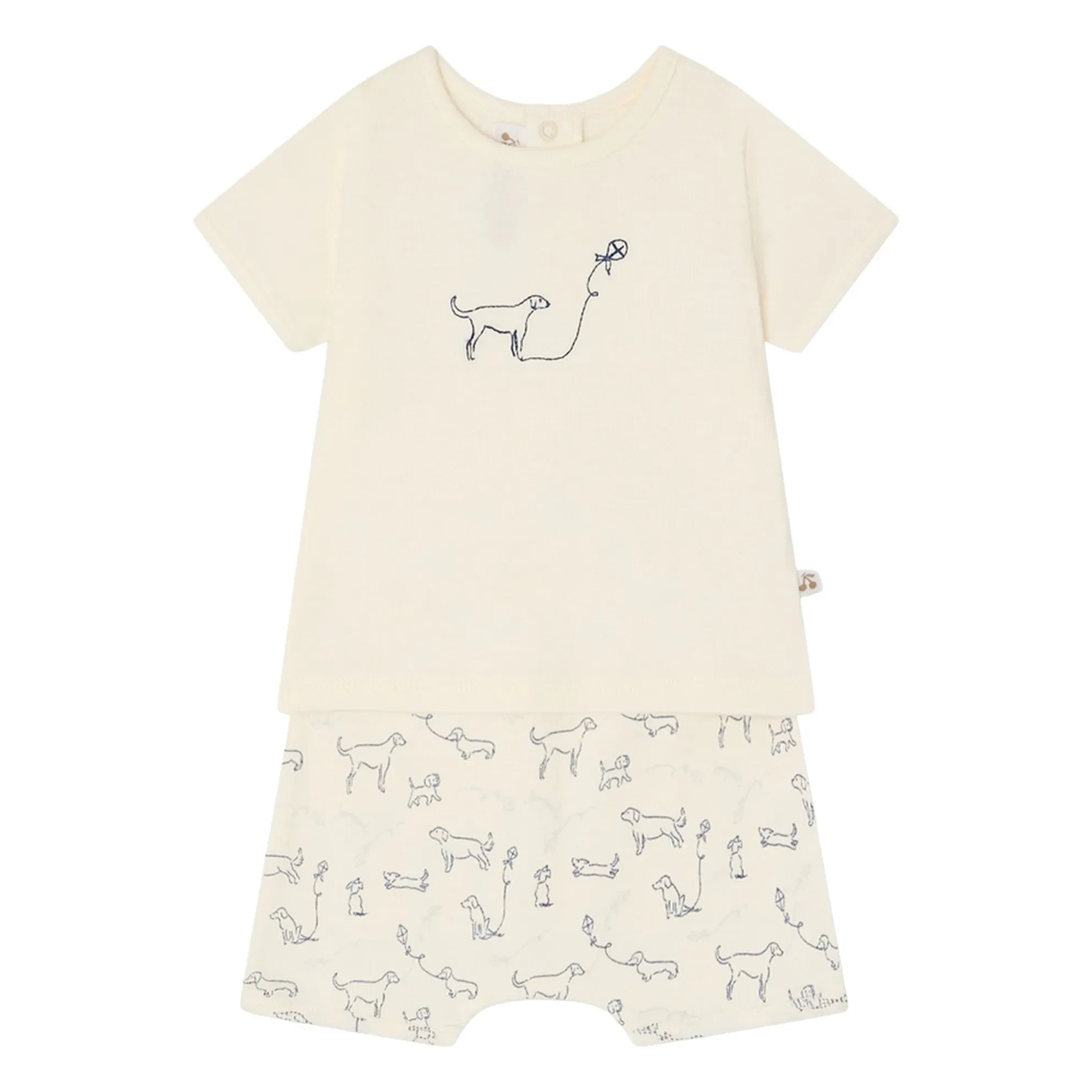 Bonpoint - Fanilo Set aus Bio-Baumwoll-T-Shirt und Shorts | Ecru