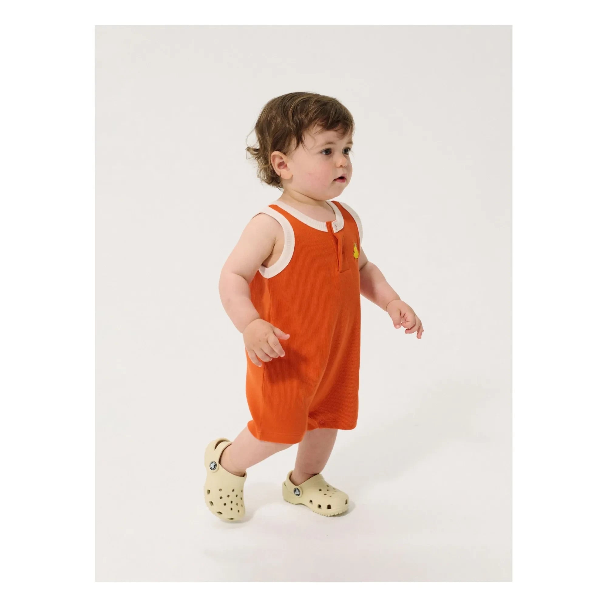 Bobo Choses - Bio-Baumwolle Vogel Rippstrampler | Orange