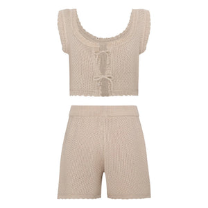 Pepita & Me - Rocky Maille Palm Oberteil und Shorts Set | Elfenbein