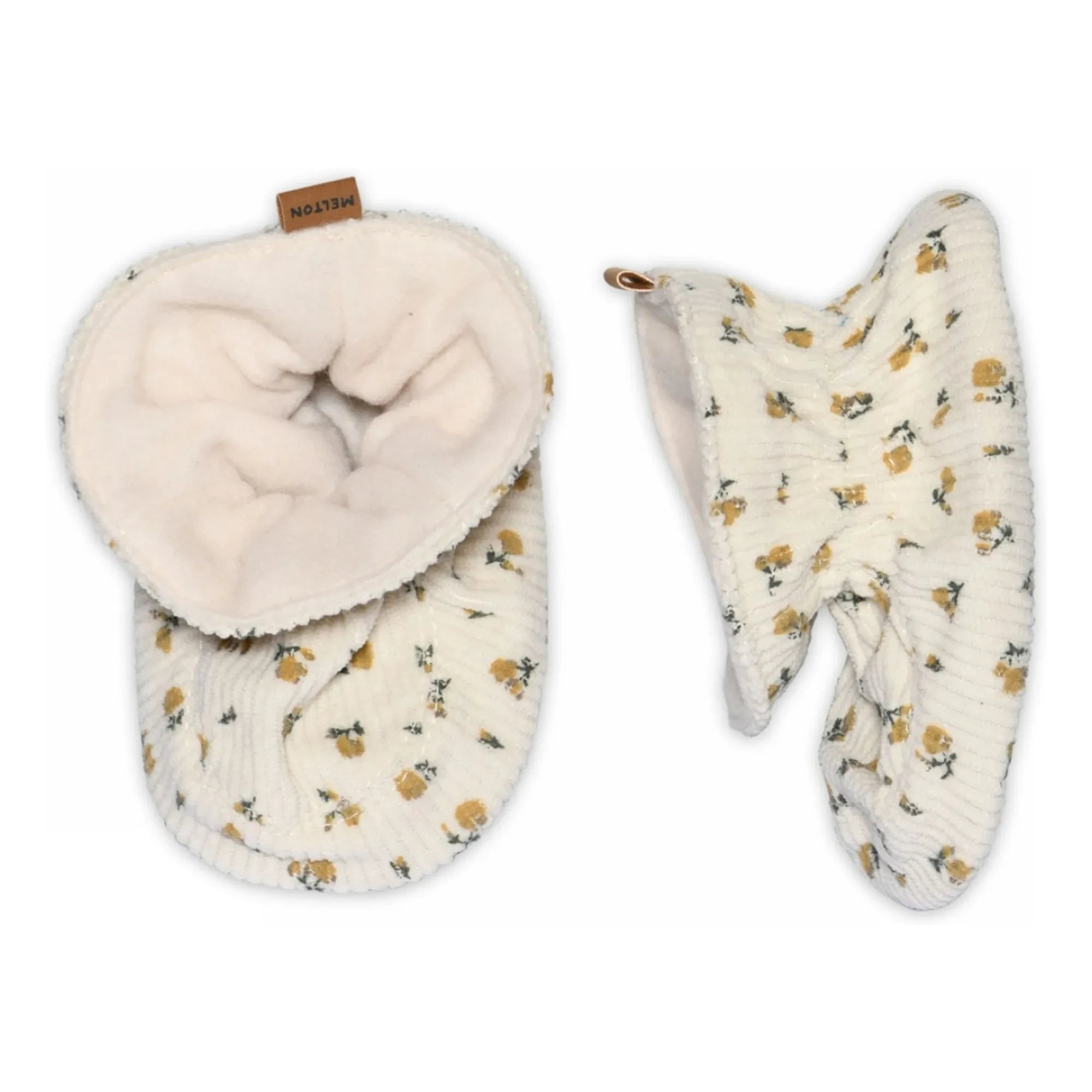 Melton - Blumen-Hausschuhe | Ecru