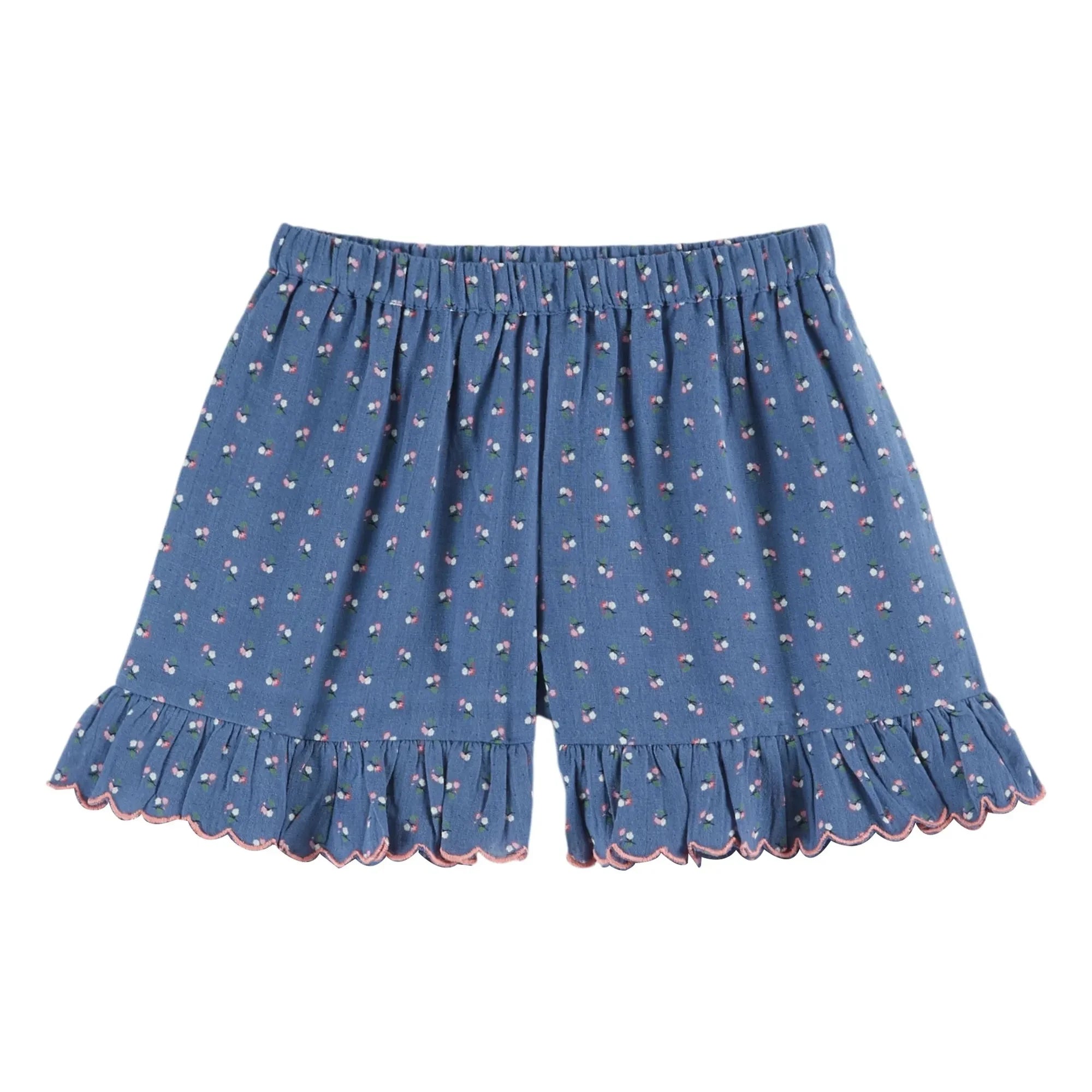 Emile et Ida – Rüschenshorts mit Blumenmuster | Blau