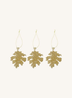 House Doctor - Weihnachtsdekoration mit Gliz-Blättern - 3er Set | Gold