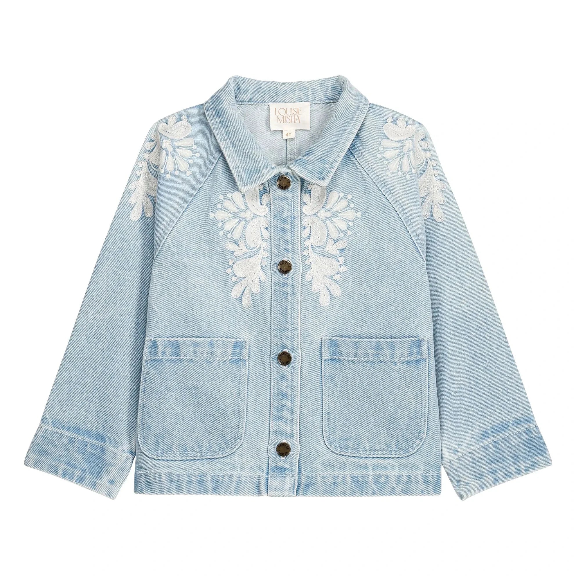 Louise Misha - Rafaela bestickte Jeansjacke | Blau