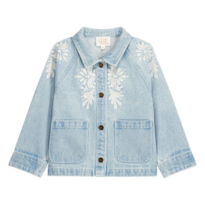 Louise Misha - Rafaela bestickte Jeansjacke | Blau